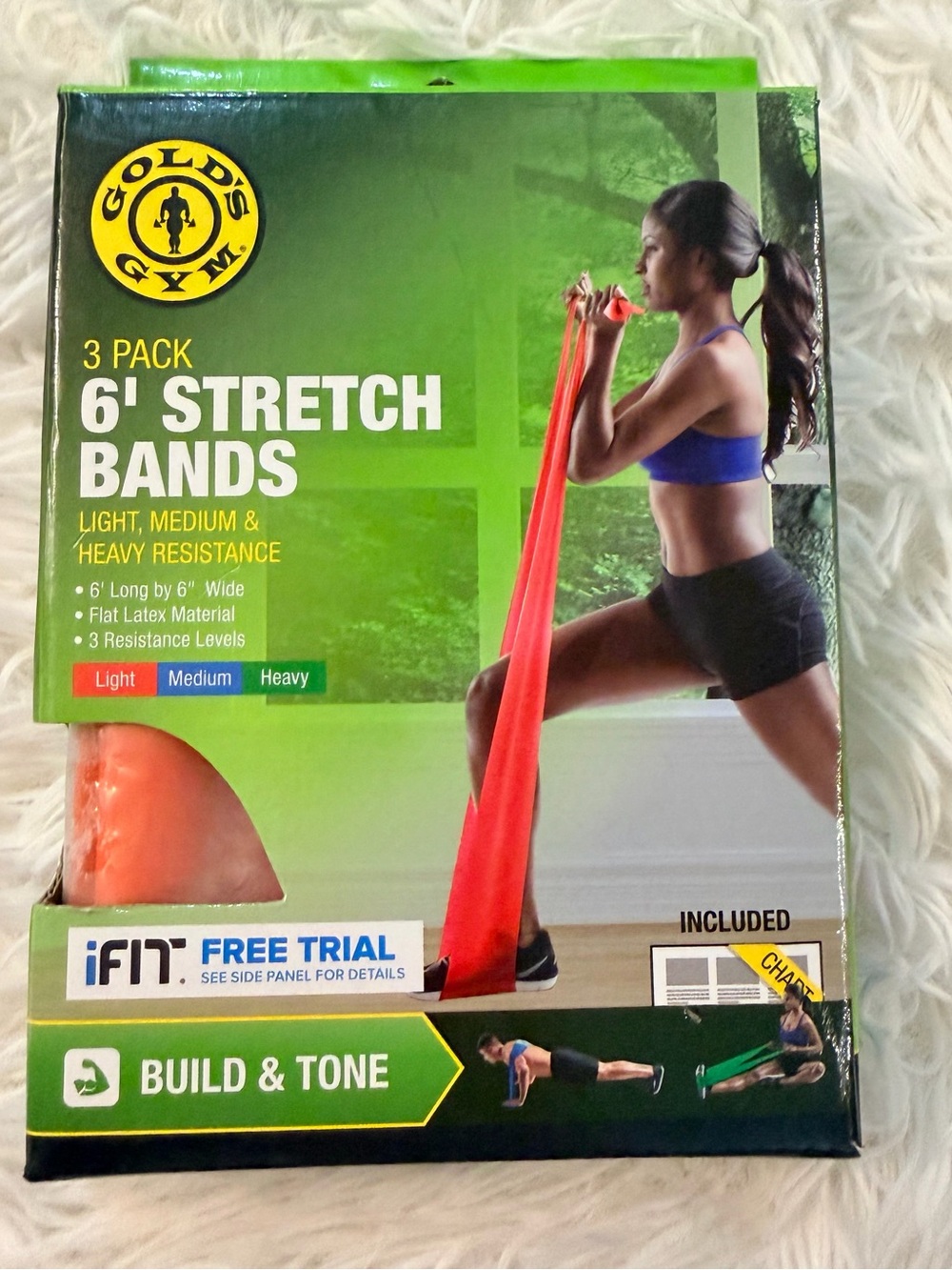 Stamina 3-Pack 6-Foot Resistance Bands Light Medium Heavy New